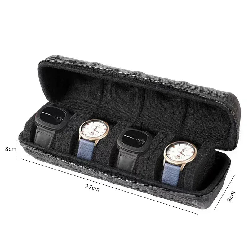 Watch Box Travel Roll Case for 1/2/3/4/5/6 Watches Storage Watch Protector Organizer Shockproof Display Case for Men Women Black