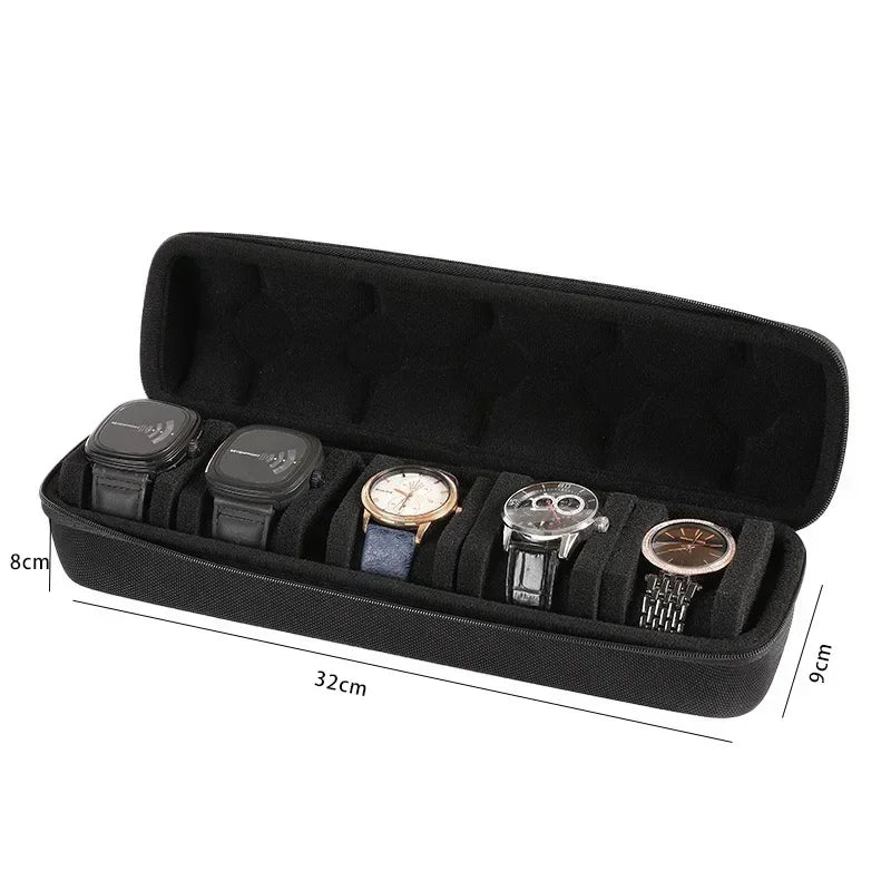 Watch Box Travel Roll Case for 1/2/3/4/5/6 Watches Storage Watch Protector Organizer Shockproof Display Case for Men Women Black