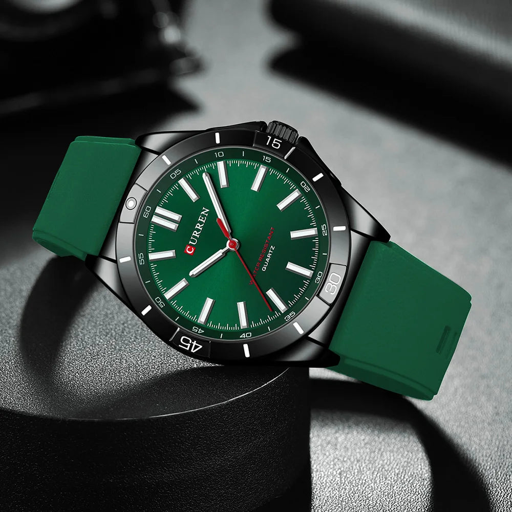 Curren 8449 nova moda masculina relógio de quartzo negócios luminoso relógio masculino à prova dwaterproof água pulseira silicone casual relógio de pulso reloj hombre