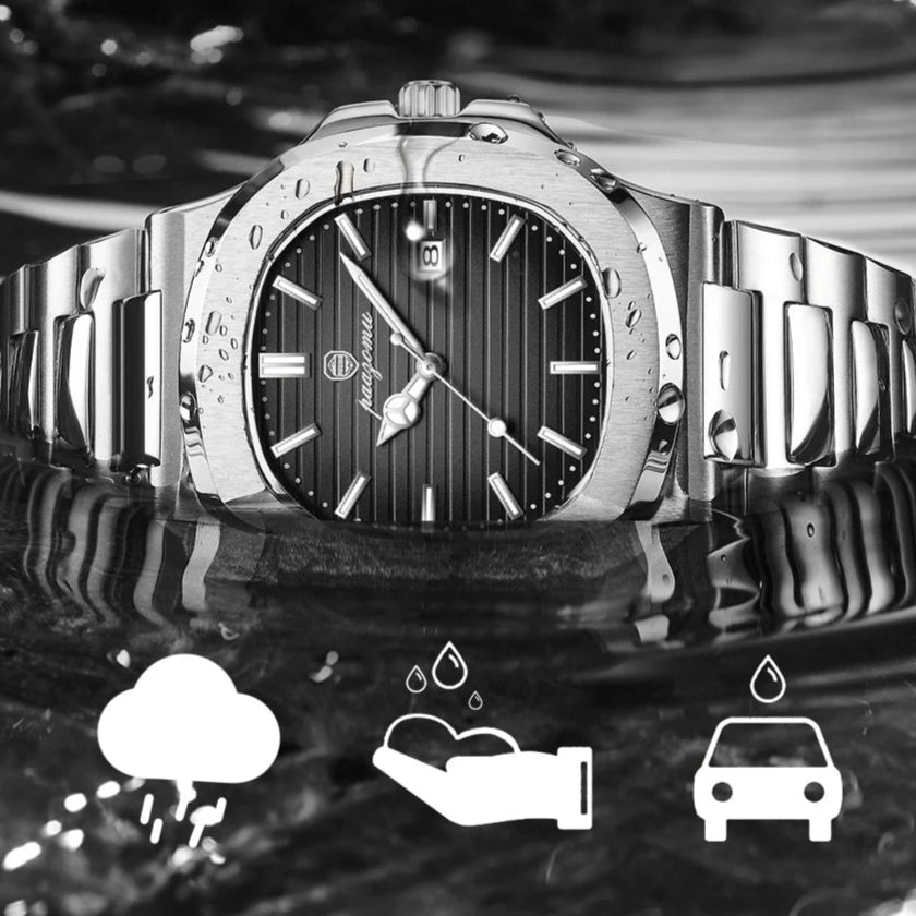 Paazomu luxo homem relógio de pulso à prova dwaterproof água luminosa cronógrafo relógio para homem aço inoxidável relógios quartzo reloj hombre