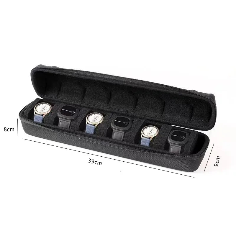 Watch Box Travel Roll Case for 1/2/3/4/5/6 Watches Storage Watch Protector Organizer Shockproof Display Case for Men Women Black