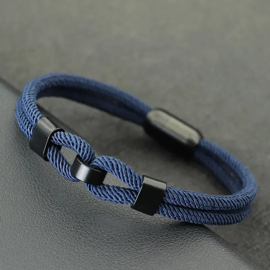 Unique Stylish Knot Bracelet For Men Stainless Steel Strong Magnetic Buckle Rope Braclet Father Day Gift Pulsera Hombre Joias