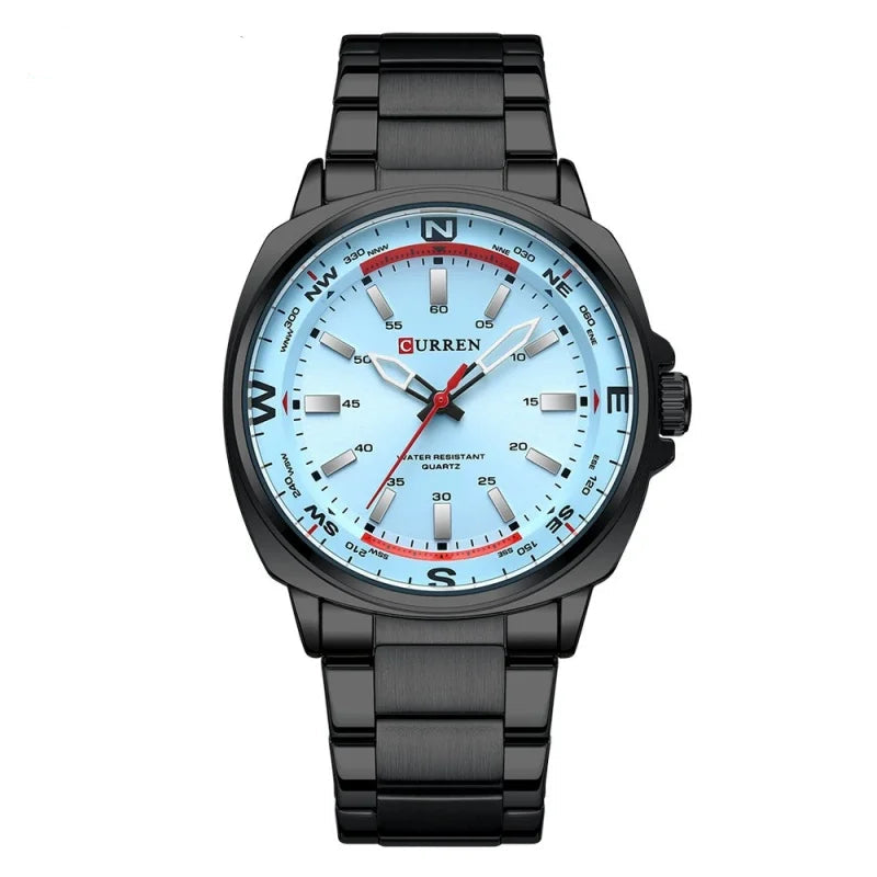 Curren 8455 relógio de pulso de quartzo masculino simples negócios moda tira de aço inoxidável relógio à prova dwaterproof água presente masculino relógio casual