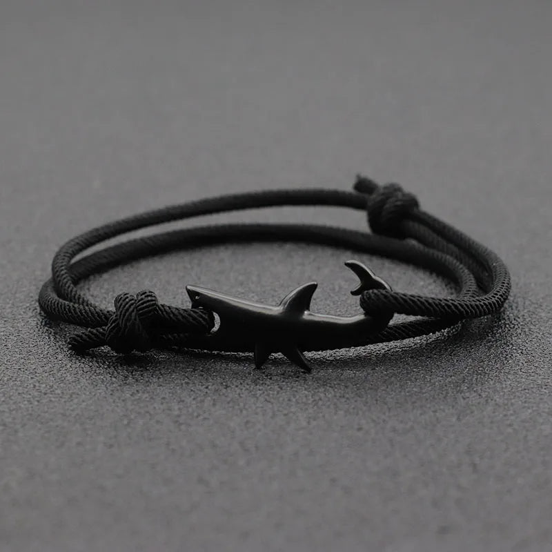 Noter New Shark Bracelet Unisex Double Layer Adjustable 3mm Cord Chain Braclet Beach Jewelry Accessories Surfer Braslet Pulsera
