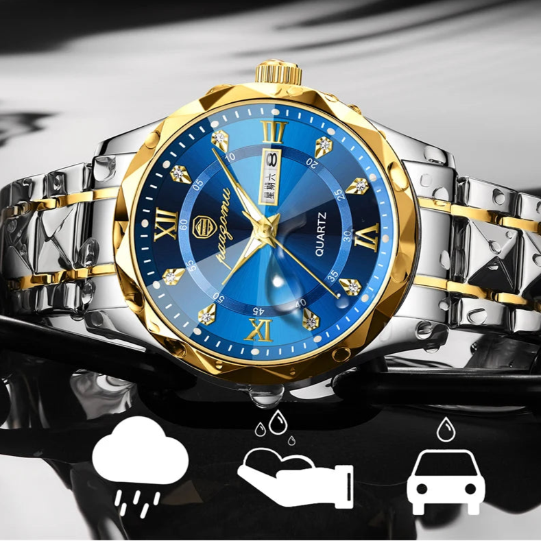 Paazomu relógios masculinos de luxo negócios marca superior homem relógio de pulso à prova dwaterproof água luminosa data semana quartzo relógio masculino alta qualidade + caixa
