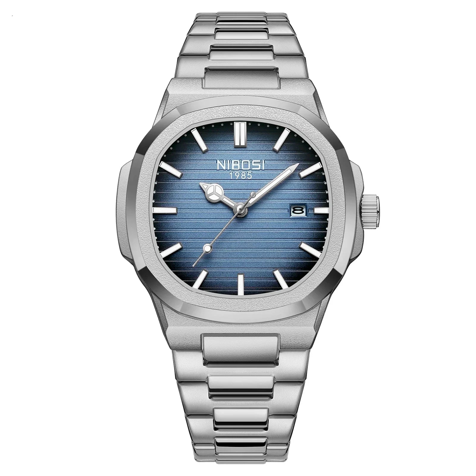 Nibosi relógios masculinos de luxo à prova dwaterproof água luminosa data relógios esportes quadrado relógio masculino casual relógio de pulso quartzo masculino