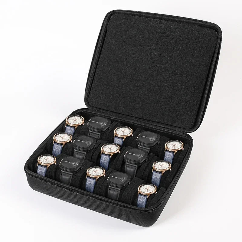 Watch Box Travel Roll Case for 1/2/3/4/5/6 Watches Storage Watch Protector Organizer Shockproof Display Case for Men Women Black
