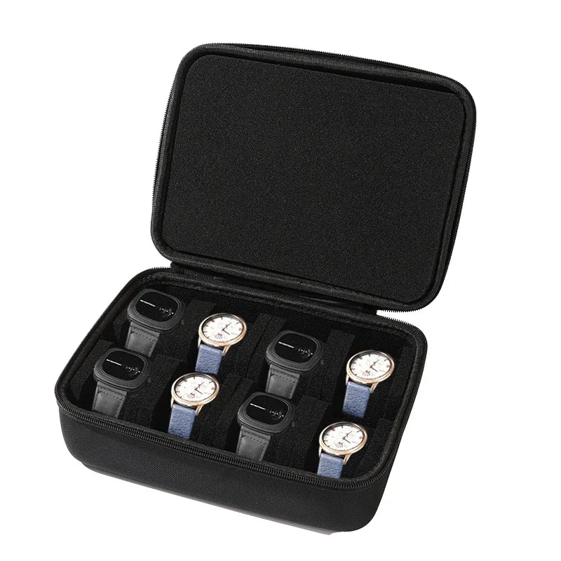 Watch Box Travel Roll Case for 1/2/3/4/5/6 Watches Storage Watch Protector Organizer Shockproof Display Case for Men Women Black