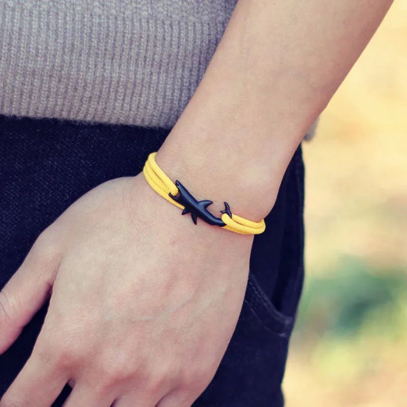 Noter New Shark Bracelet Unisex Double Layer Adjustable 3mm Cord Chain Braclet Beach Jewelry Accessories Surfer Braslet Pulsera