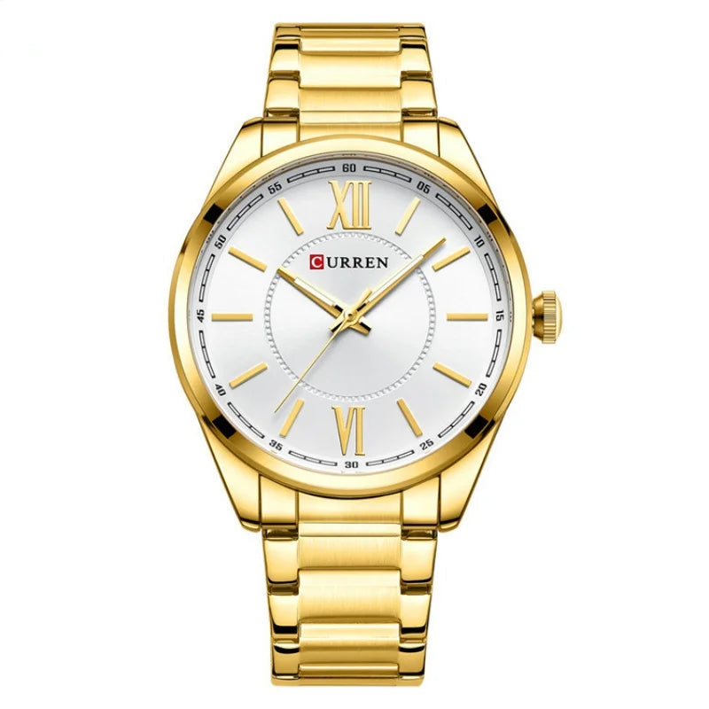 Curren 8423 relógios de quartzo masculino simples pulseira de aço inoxidável à prova dwaterproof água luminosa elegante relógio de negócios esporte casual