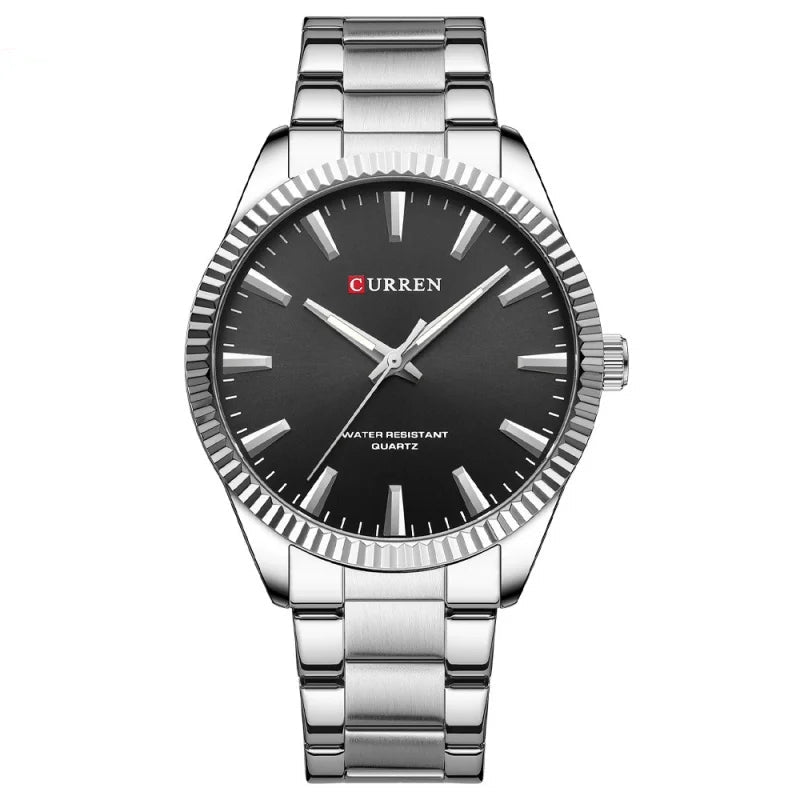 CURREN-Relógio Quartz Masculino, Elegante, Negócios, Luminosa, Aço Inoxidável, Strap, Masculino, Impermeável, Casual, Relógio de pulso, Clássico, 8425