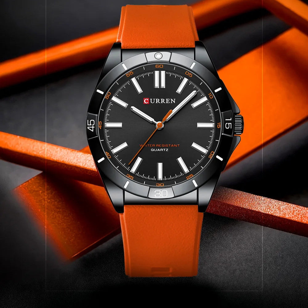 Curren 8449 nova moda masculina relógio de quartzo negócios luminoso relógio masculino à prova dwaterproof água pulseira silicone casual relógio de pulso reloj hombre
