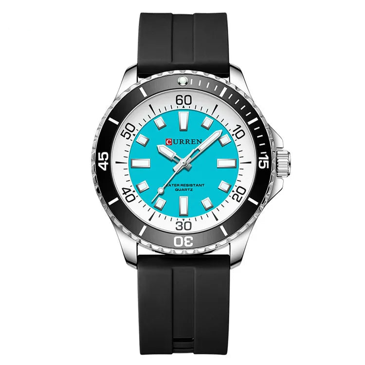 Curren 8448 moda masculina relógio de quartzo ao ar livre grande mostrador luminoso à prova dwaterproof água pulseira silicone esporte relógio pulso reloj hombre