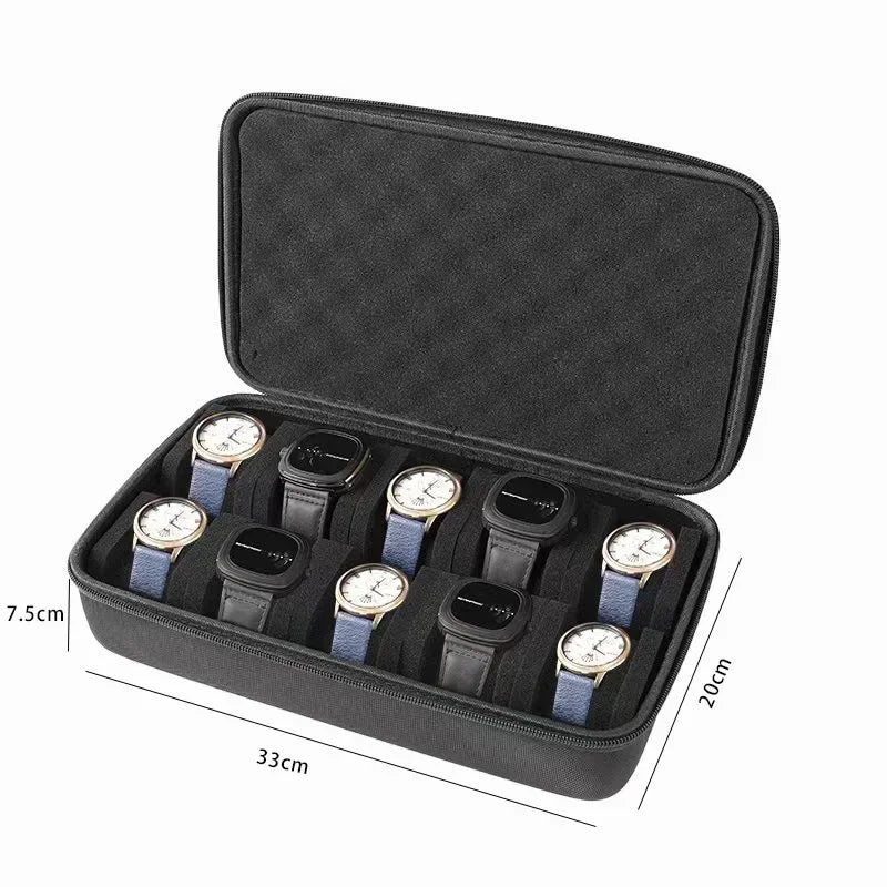Watch Box Travel Roll Case for 1/2/3/4/5/6 Watches Storage Watch Protector Organizer Shockproof Display Case for Men Women Black