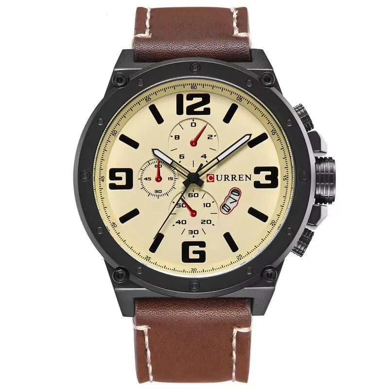Curren 8230 clássico masculino casual moda relógio de quartzo preto grande mostrador à prova dwaterproof água cinta calendário relógio esportivo reloj hombre
