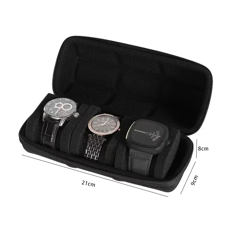 Watch Box Travel Roll Case for 1/2/3/4/5/6 Watches Storage Watch Protector Organizer Shockproof Display Case for Men Women Black
