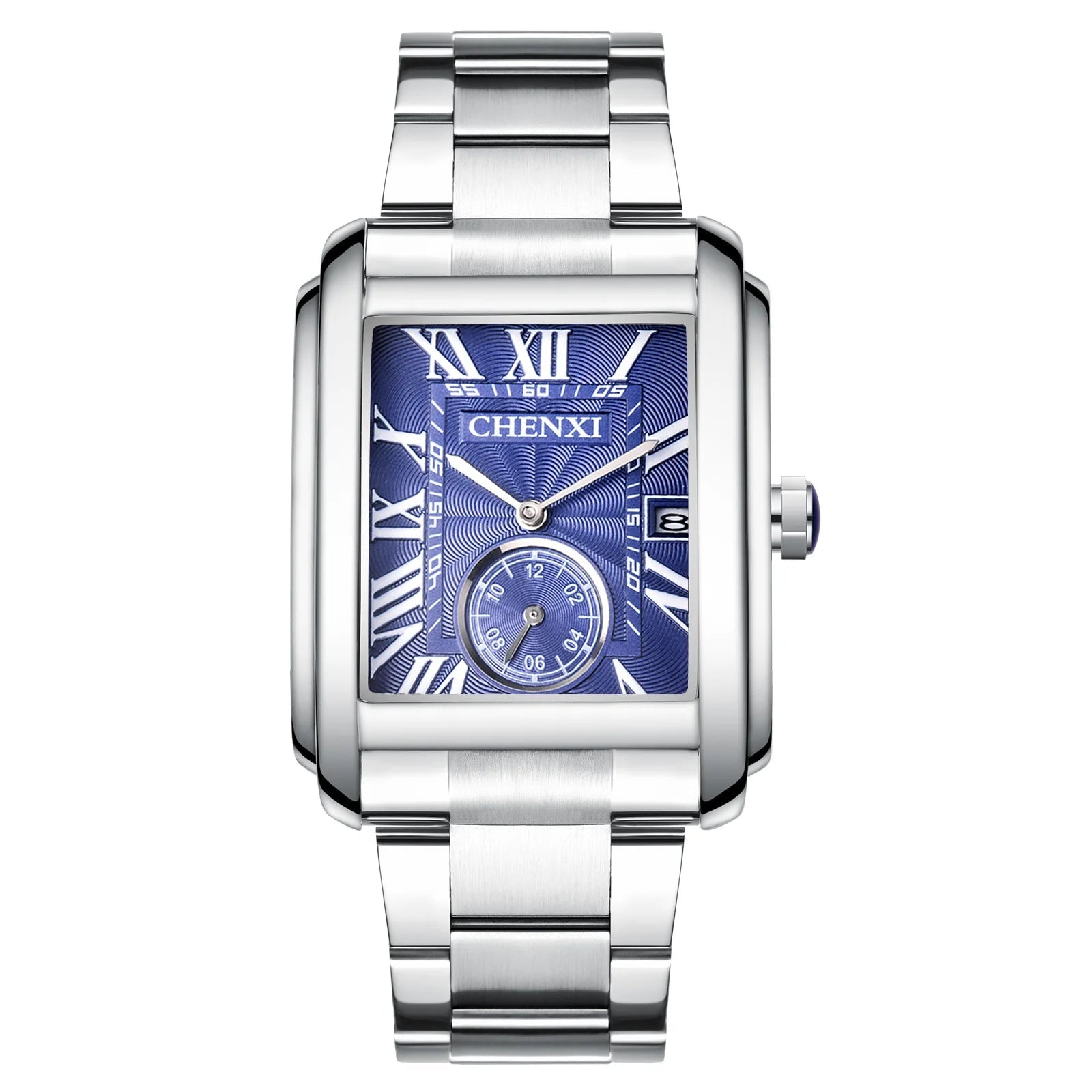 CHENXI 8216 Relógio de quartzo masculino de negócios casual quadrado à prova d'água pulseira de aço inoxidável calendário relógios clássicos da moda para homens