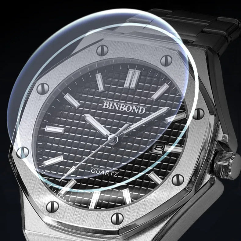 Relógio masculino negócios high-end octogonal com parafusos à prova dwaterproof água masculino moda relógio de quartzo presente