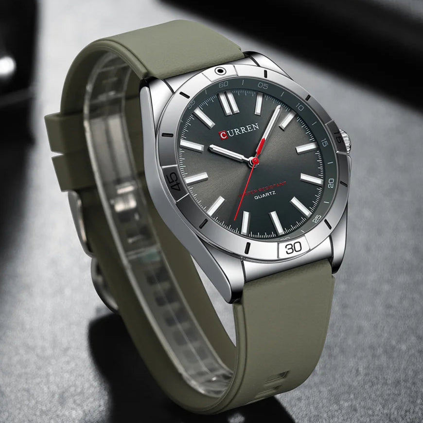 Curren 8449 nova moda masculina relógio de quartzo negócios luminoso relógio masculino à prova dwaterproof água pulseira silicone casual relógio de pulso reloj hombre