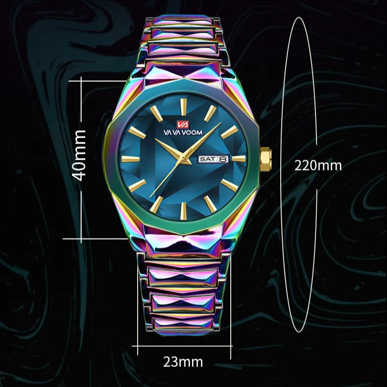 Novo relógio masculino tendência de negócios calendário duplo à prova dwaterproof água aço inoxidável mudança cor dial masculino moda relógio quartzo relógios