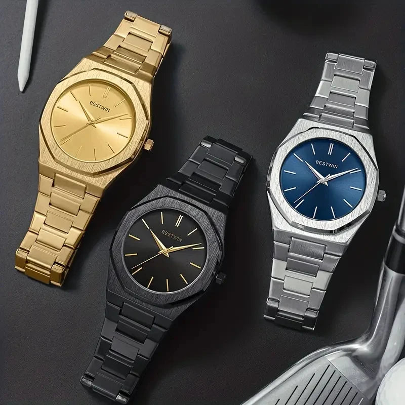 2024 novos relógios de quartzo masculinos de luxo 30m à prova dwaterproof água relógio automático data homem aço inoxidável esporte cronógrafo relógio para homem