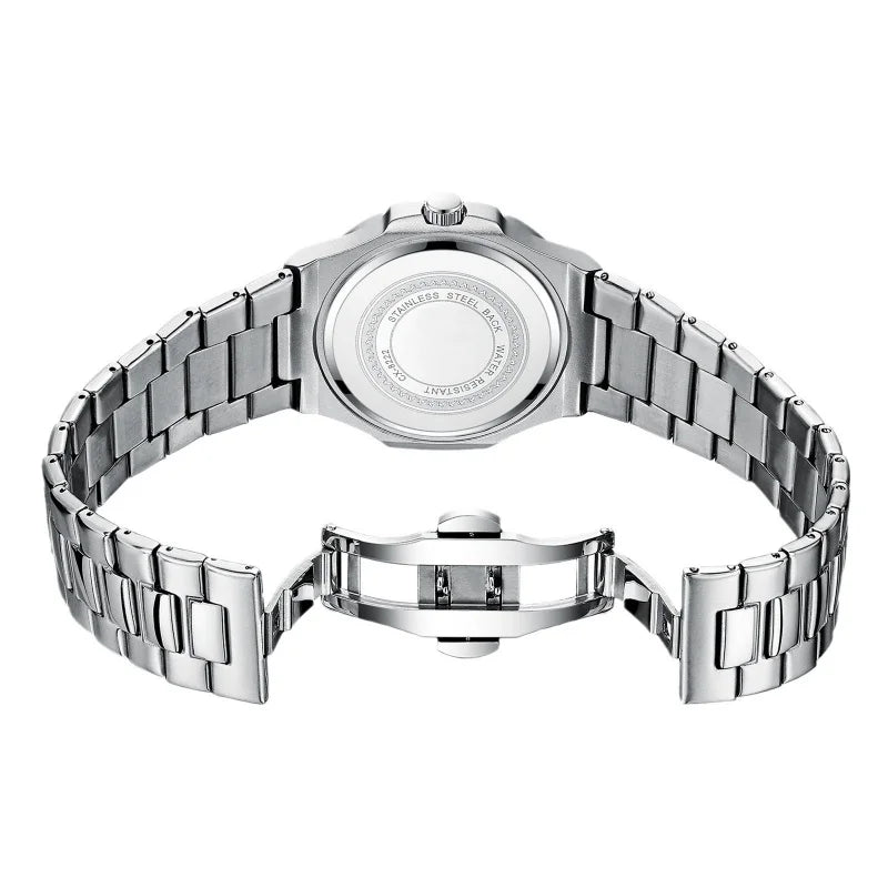 Chenxi 8222 relógio de quartzo masculino luxo aço inoxidável relógio de pulso à prova dwaterproof água luminosa data masculino relógios presente