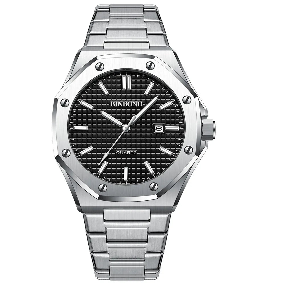 Relógio masculino negócios high-end octogonal com parafusos à prova dwaterproof água masculino moda relógio de quartzo presente