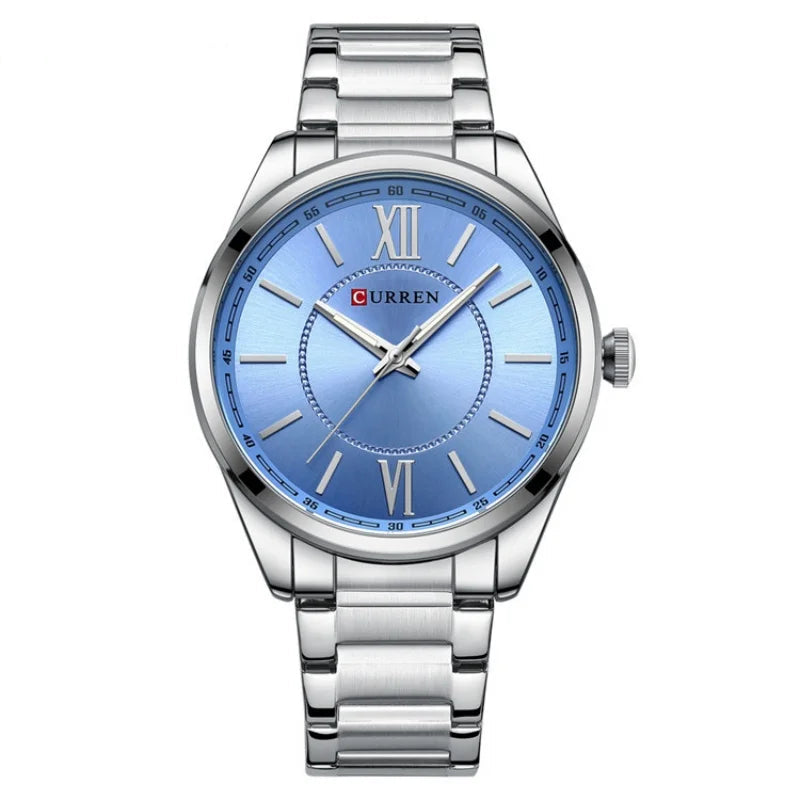Curren 8423 relógios de quartzo masculino simples pulseira de aço inoxidável à prova dwaterproof água luminosa elegante relógio de negócios esporte casual