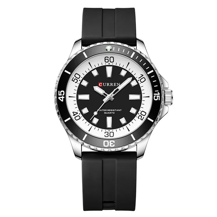 Curren 8448 moda masculina relógio de quartzo ao ar livre grande mostrador luminoso à prova dwaterproof água pulseira silicone esporte relógio pulso reloj hombre