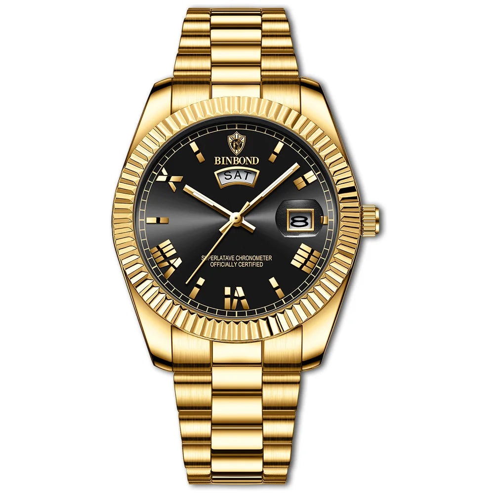 2025 novo relógio de luxo para homem à prova dwaterproof água luminosa data semana aço inoxidável relógio masculino casual quartzo relógios masculino + caixa