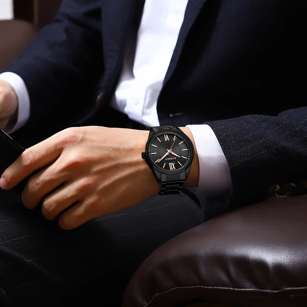 Curren 8423 relógios de quartzo masculino simples pulseira de aço inoxidável à prova dwaterproof água luminosa elegante relógio de negócios esporte casual