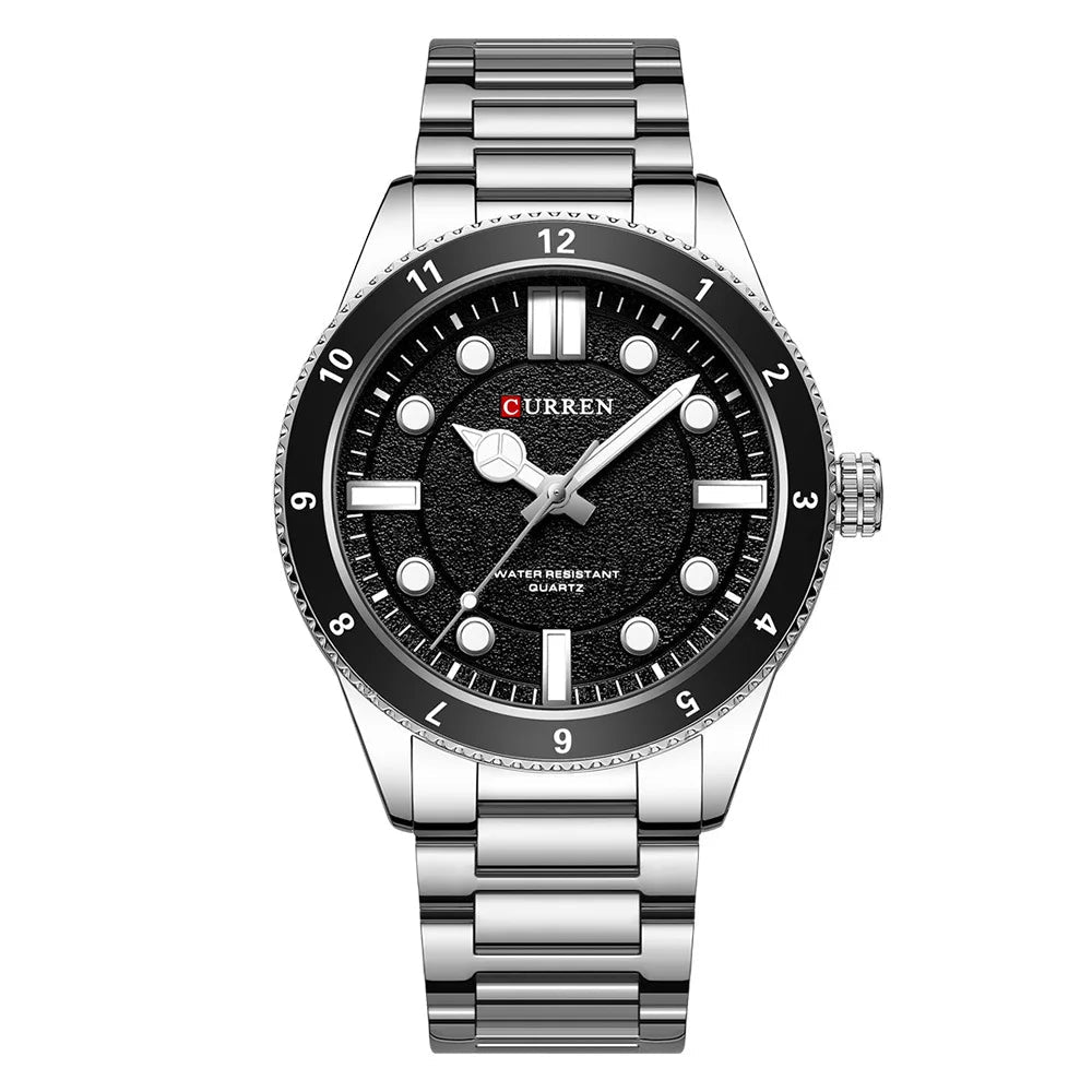 Curren 8450 relógio de quartzo masculino negócios azul verde relógio analógico display pulseira de aço inoxidável relógios de pulso para masculino