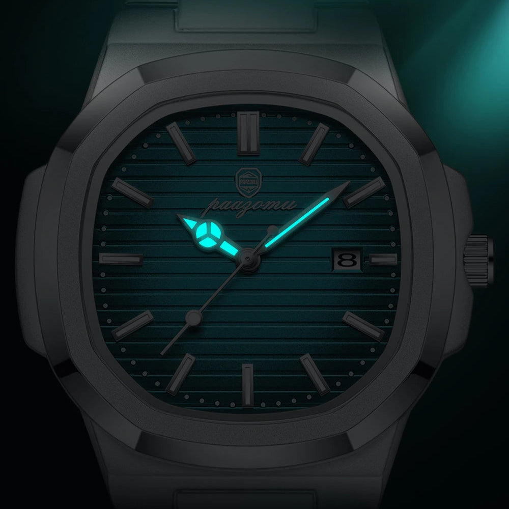 Paazomu luxo homem relógio de pulso à prova dwaterproof água luminosa cronógrafo relógio para homem aço inoxidável relógios quartzo reloj hombre