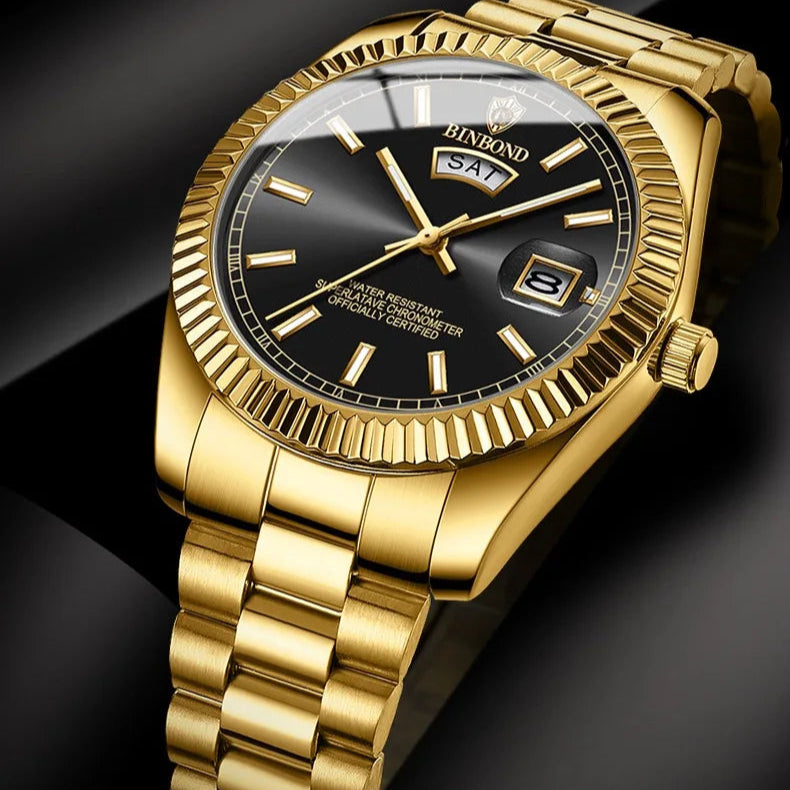 2025 novo relógio de luxo para homem à prova dwaterproof água luminosa data semana aço inoxidável relógio masculino casual quartzo relógios masculino + caixa