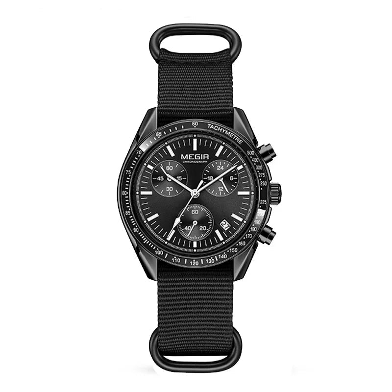 Megir 2247 relógio de quartzo de luxo masculino lona tecelagem cinta cronógrafo calendário vida à prova dwaterproof água lazer moda relógio masculino presente