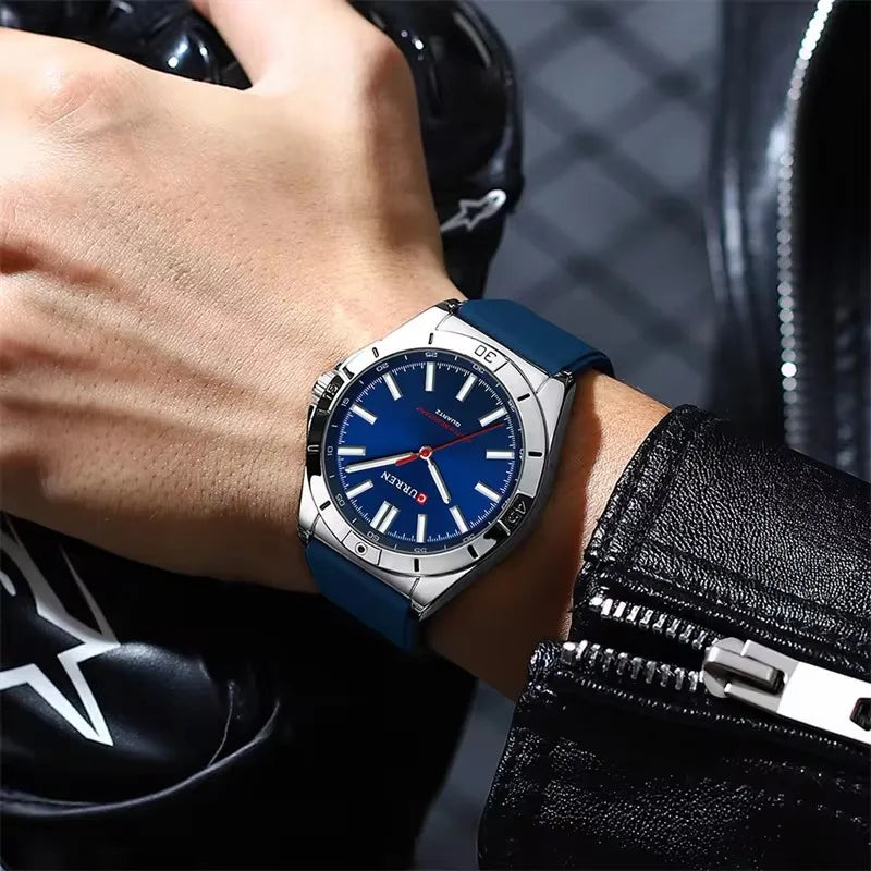 Curren 8449 nova moda masculina relógio de quartzo negócios luminoso relógio masculino à prova dwaterproof água pulseira silicone casual relógio de pulso reloj hombre