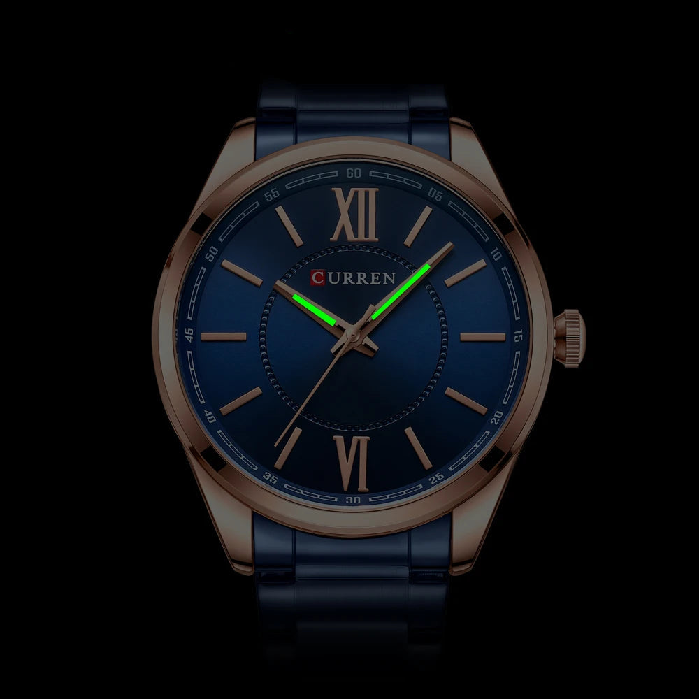 Curren 8423 relógios de quartzo masculino simples pulseira de aço inoxidável à prova dwaterproof água luminosa elegante relógio de negócios esporte casual