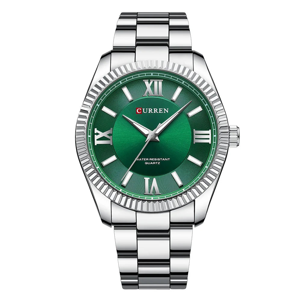 CURREN 8453 Relógios de quartzo masculinos moda elegante simples relógio branco pulseira de aço inoxidável relógio de pulso para presente masculino