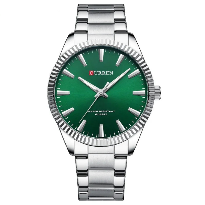 CURREN-Relógio Quartz Masculino, Elegante, Negócios, Luminosa, Aço Inoxidável, Strap, Masculino, Impermeável, Casual, Relógio de pulso, Clássico, 8425