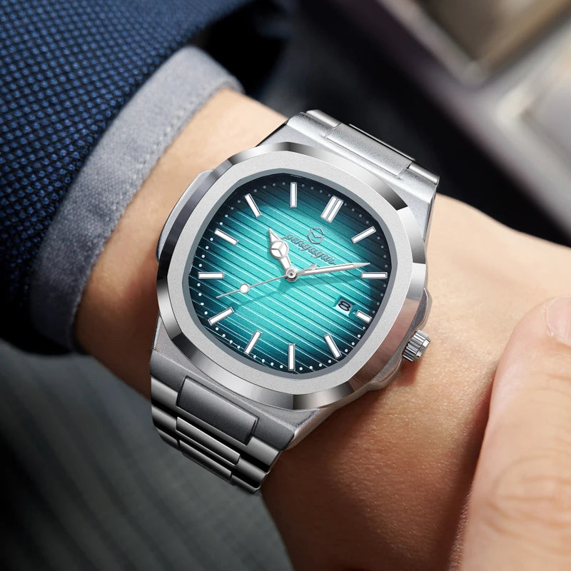 2025 novo homem militar de luxo relógio quadrado à prova dwaterproof água luminosa data semana relógio masculino aço inoxidável quartzo relógios reloj + caixa