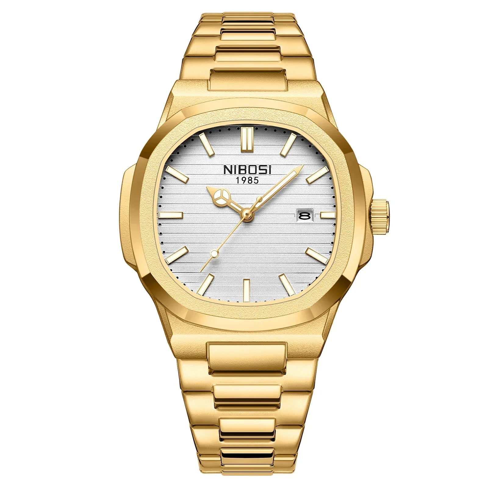 Nibosi relógios masculinos de luxo à prova dwaterproof água luminosa data relógios esportes quadrado relógio masculino casual relógio de pulso quartzo masculino