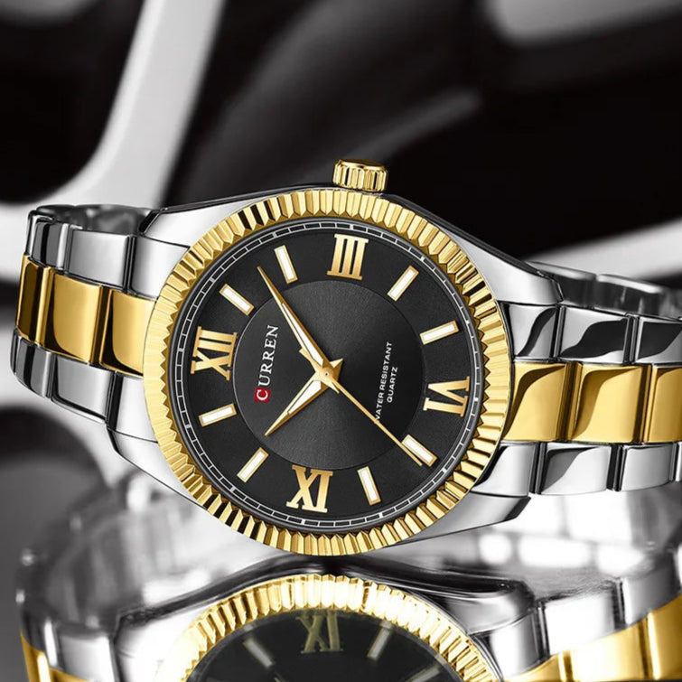 CURREN 8453 Relógios de quartzo masculinos moda elegante simples relógio branco pulseira de aço inoxidável relógio de pulso para presente masculino