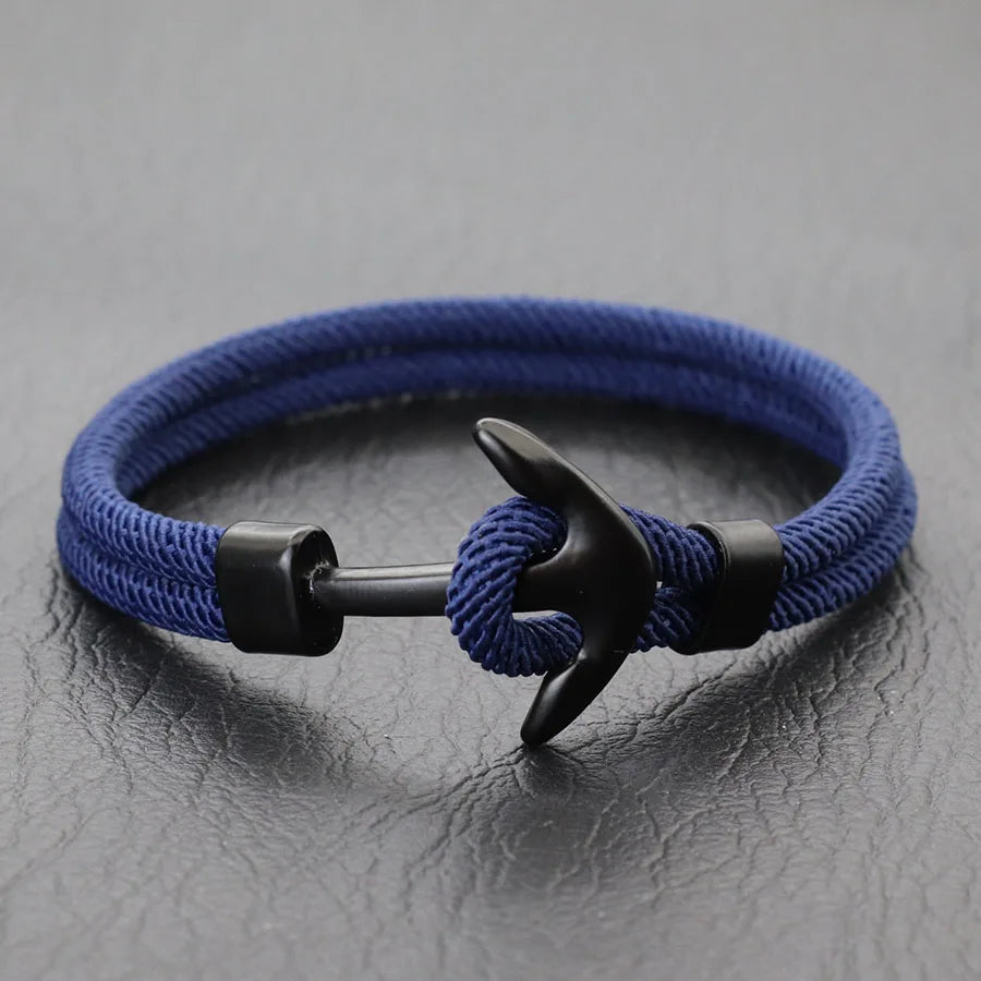 New Men Anchor Bracelet 2025 Handcrafted Nautical Wrap Rope Braslet Beach Surfing Casual Jewelry Lucky Red Thread Braclet Joias