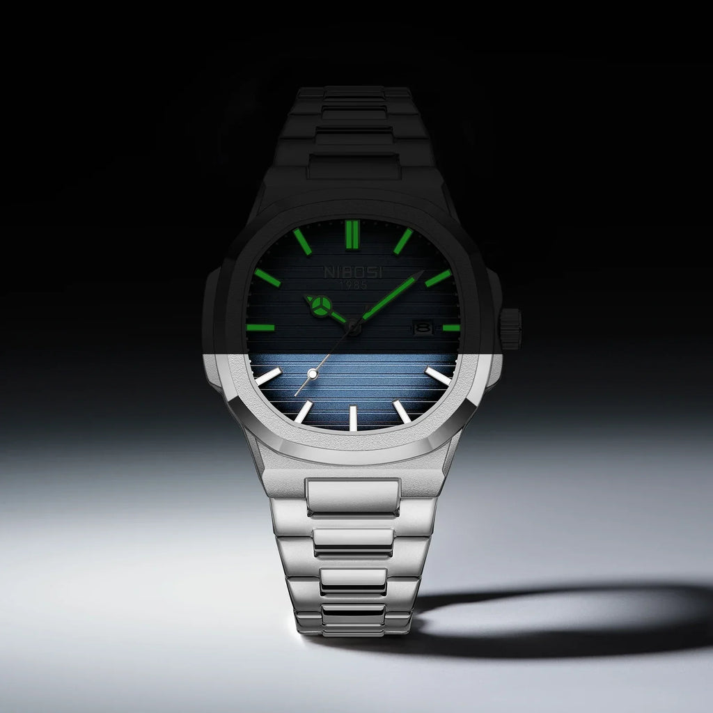 Nibosi relógios masculinos de luxo à prova dwaterproof água luminosa data relógios esportes quadrado relógio masculino casual relógio de pulso quartzo masculino