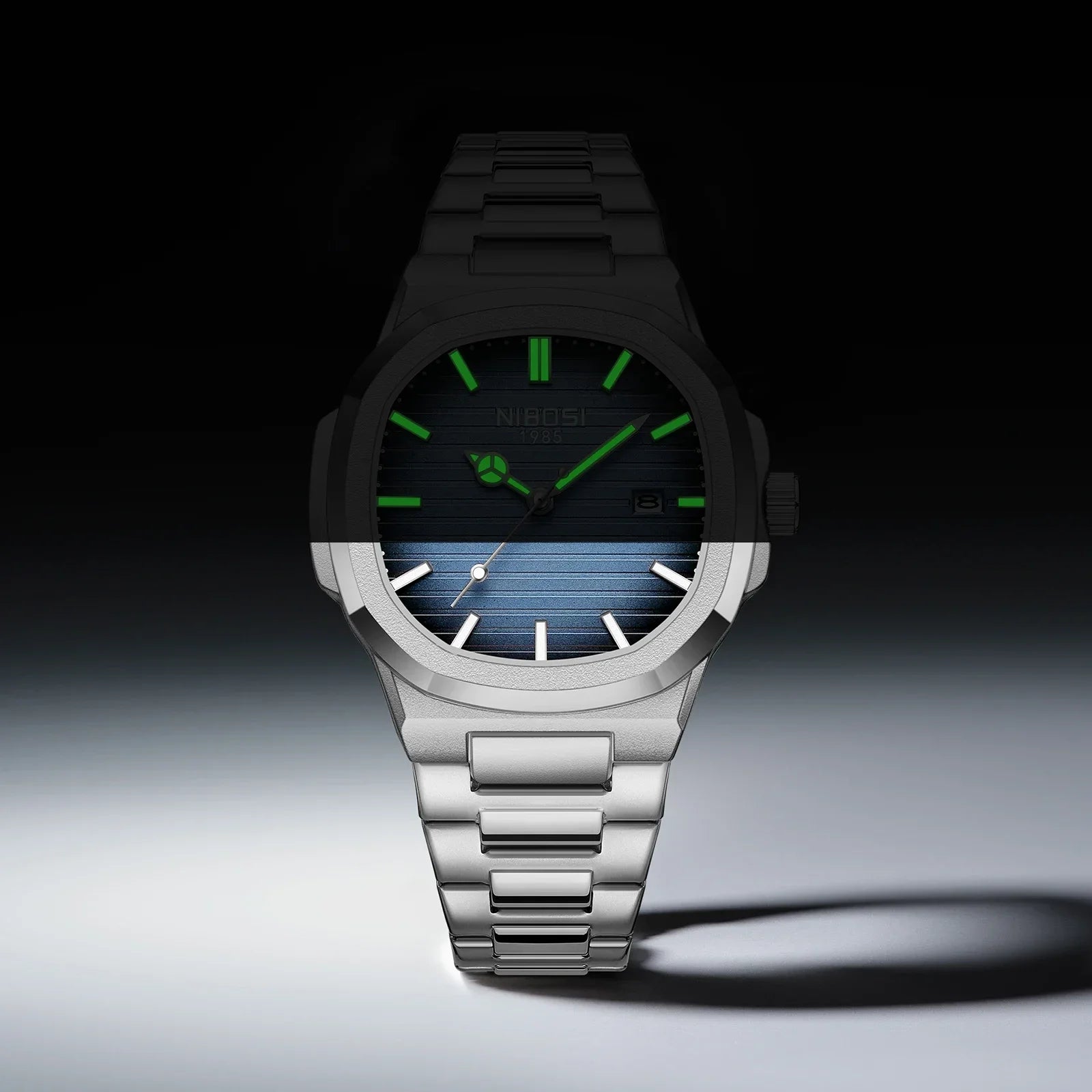 Nibosi relógios masculinos de luxo à prova dwaterproof água luminosa data relógios esportes quadrado relógio masculino casual relógio de pulso quartzo masculino