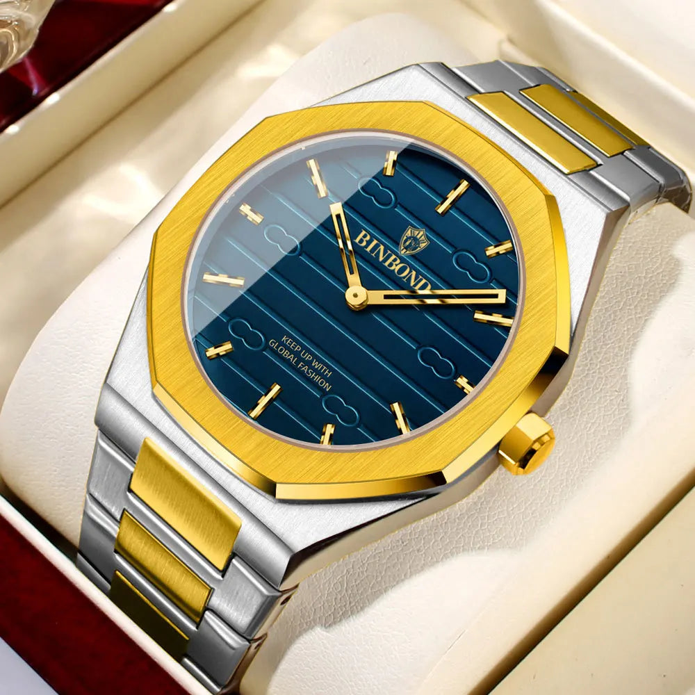Homens de negócios relógio retro tira de aço ouro ultra-fino versátil luz luxo high-end à prova dwaterproof água moda masculina relógios de quartzo