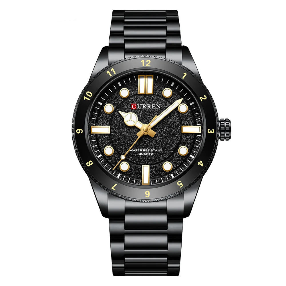 Curren 8450 relógio de quartzo masculino negócios azul verde relógio analógico display pulseira de aço inoxidável relógios de pulso para masculino