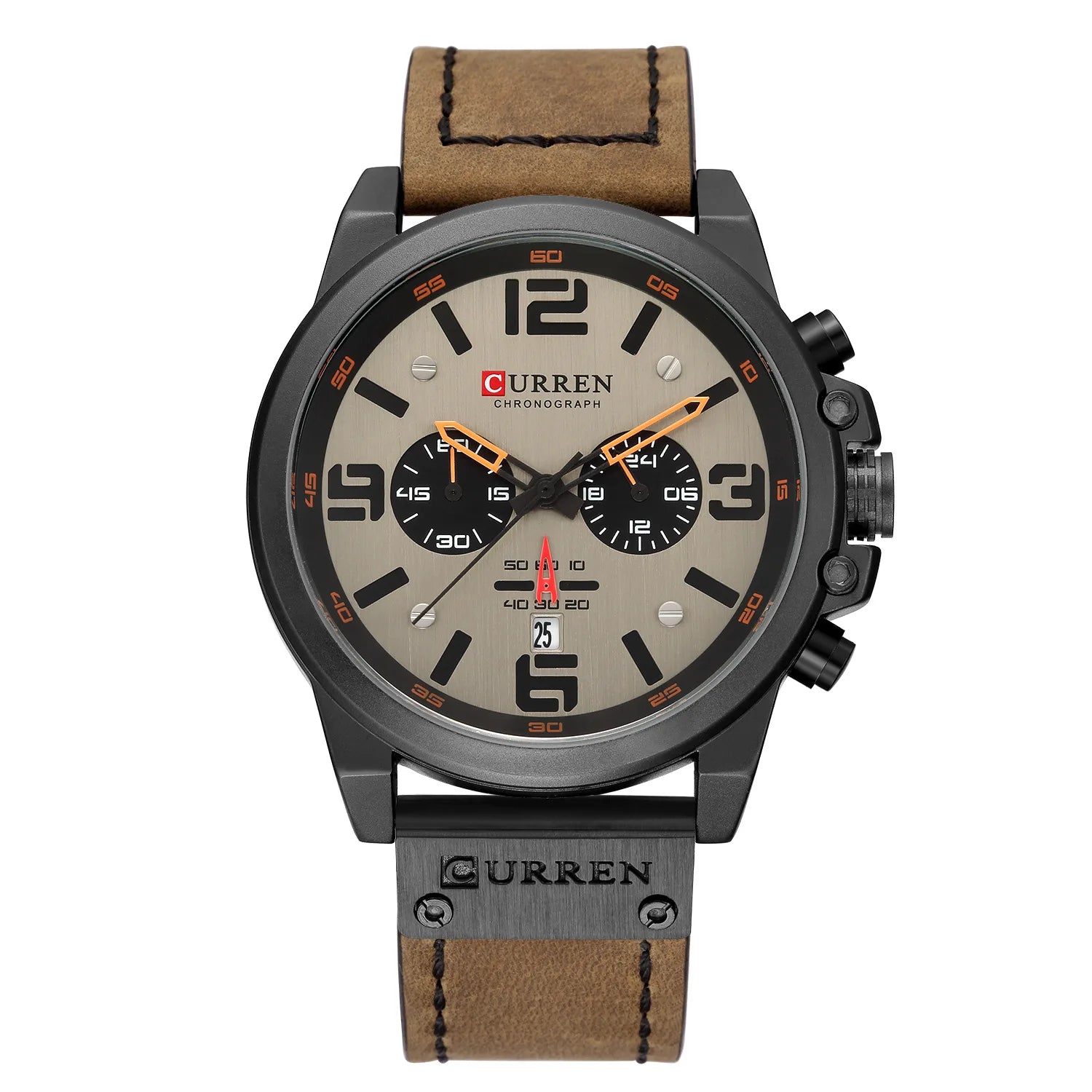 Curren 8314 relógio de quartzo masculino da moda, calendário esportivo exclusivo, pulseira de couro luminosa à prova d'água, relógio casual masculino, presente de aniversário