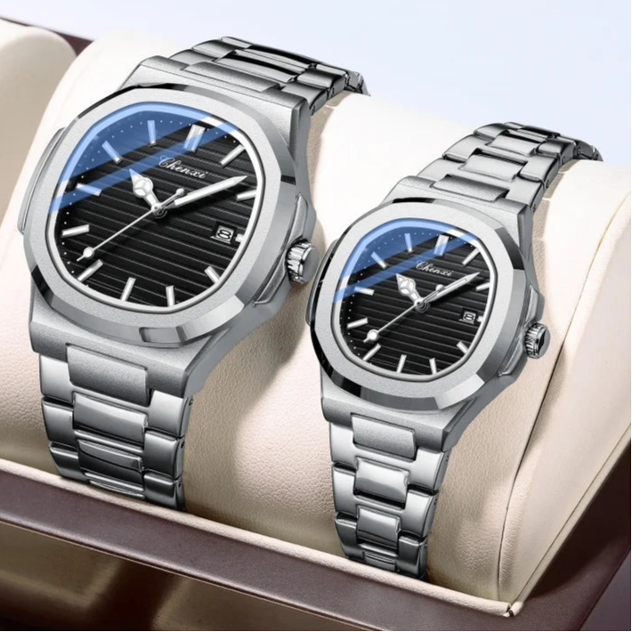 Chenxi 8222 relógio de quartzo masculino luxo aço inoxidável relógio de pulso à prova dwaterproof água luminosa data masculino relógios presente