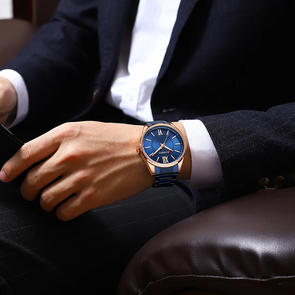 Curren 8423 relógios de quartzo masculino simples pulseira de aço inoxidável à prova dwaterproof água luminosa elegante relógio de negócios esporte casual